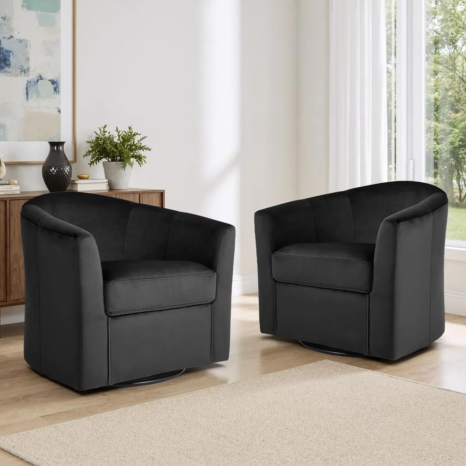 360° Swivel Barrel Accent Chairs Set of 2