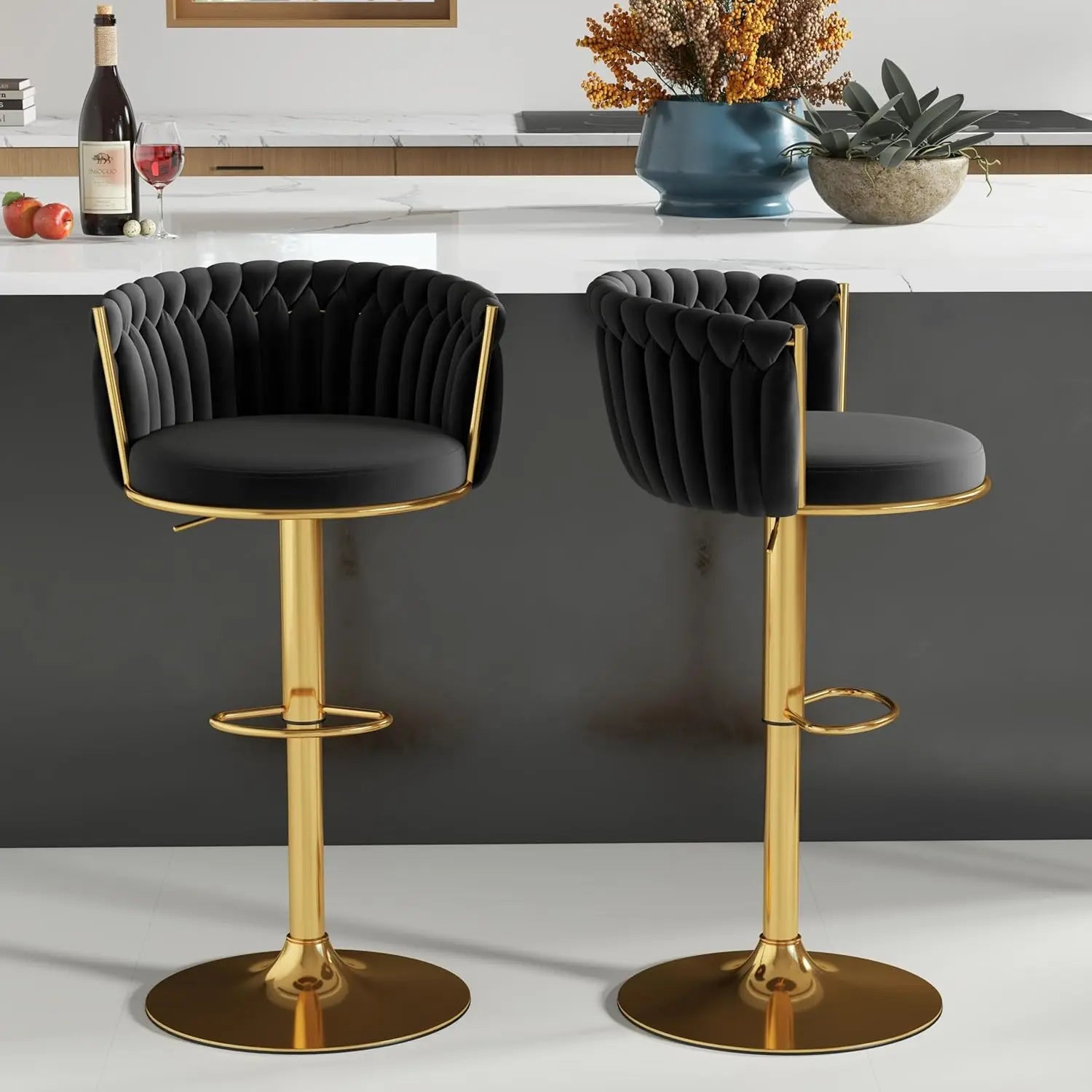 27″ Counter Stools with Upholstered Backrest