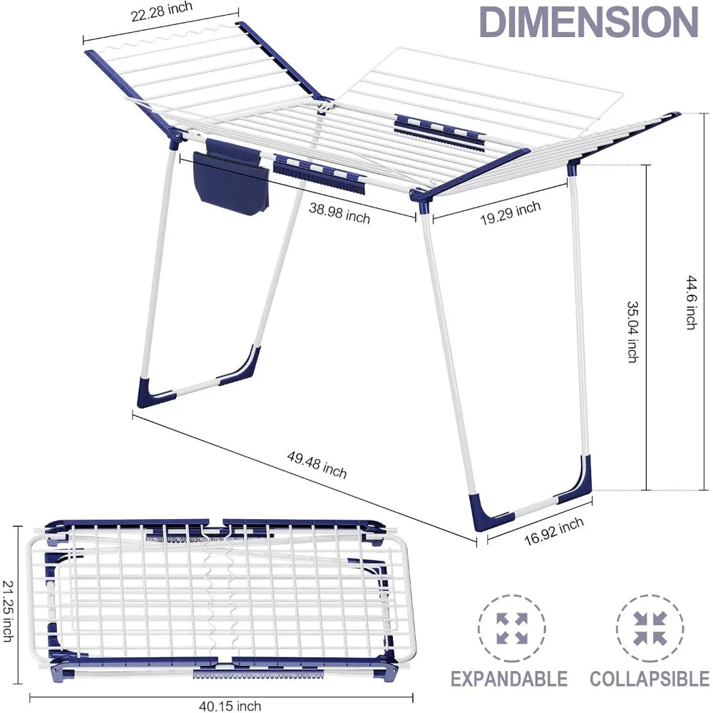 Foldable Drying Rack, Large Space, with Sock Clips
