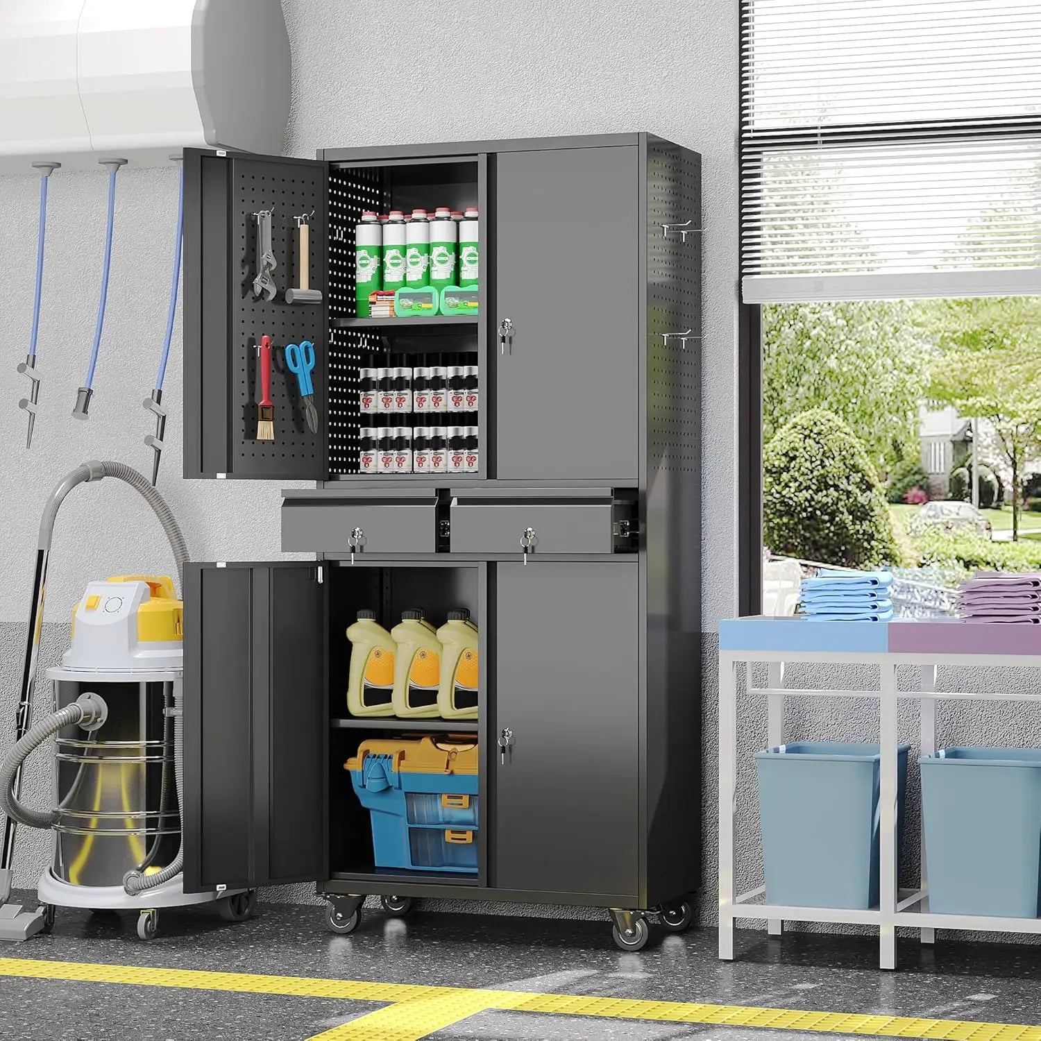 Metal Garage Storage Cabinet with Locking and Adjustable Shelves