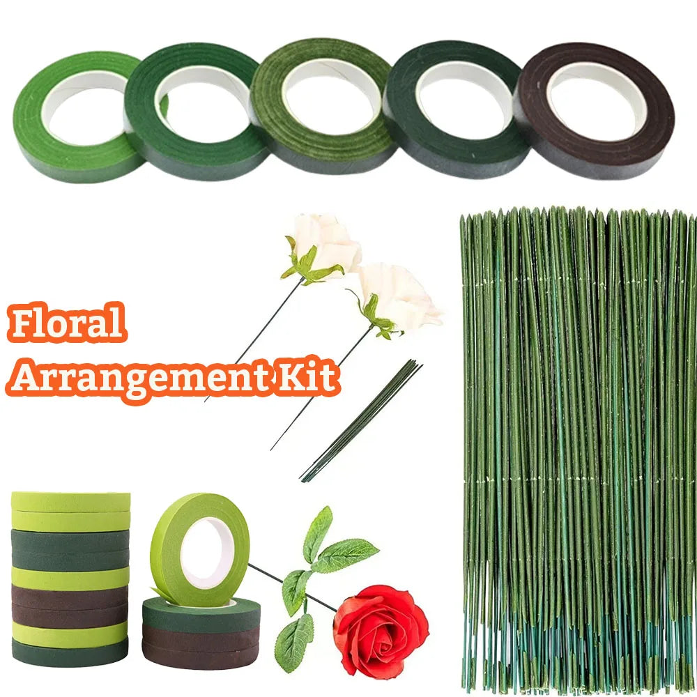 Green Flower Stem Stick Wire Stem Floriculture Tape Self-adhesive Bouquet Floral Stem Paper Tape