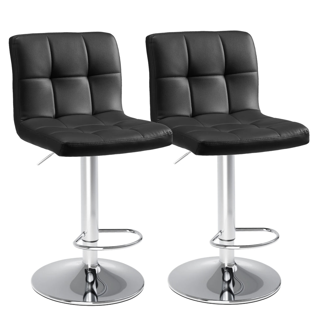 PU Leather Bar Stools Set Of 2,Upholstered Counter Height Bar