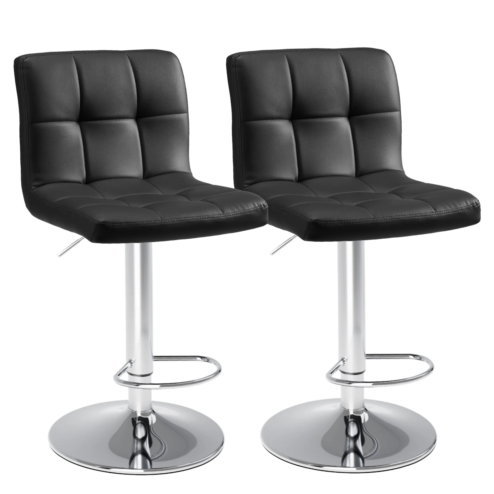 PU Leather Bar Stools Set Of 2,Upholstered Counter Height Bar