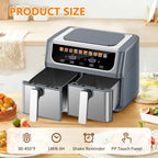 10-in-1 Air Fryer 9.5 QT, Large Airfryer with with 2 Independent Frying Baskets, Sync Finish & Match Cook, Shake Reminder