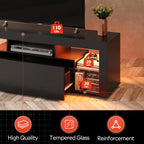 Modern Entertainment Center for 32-60 Inch TVs, LED Lights & 2 Drawers