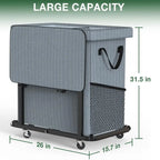 Gal190L High Grade Large Laundry Basket with Wheels, Laundry Cart with Metal Frame and Removable Bag Des