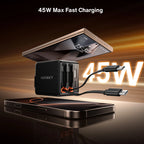 4 in 1 45W Fast Charging Retractable Wall Charger with Dual USB C Cables