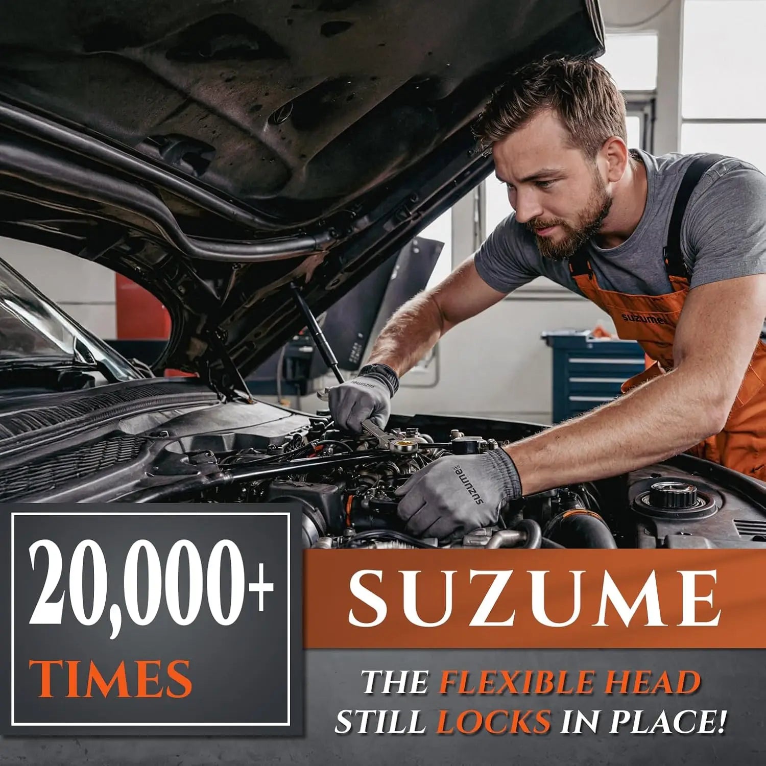 24-Piece Metric & SAE Flex Head Ratcheting Wrench Set, 72 Teeth Cr-V Steel, 180° Rotating Head