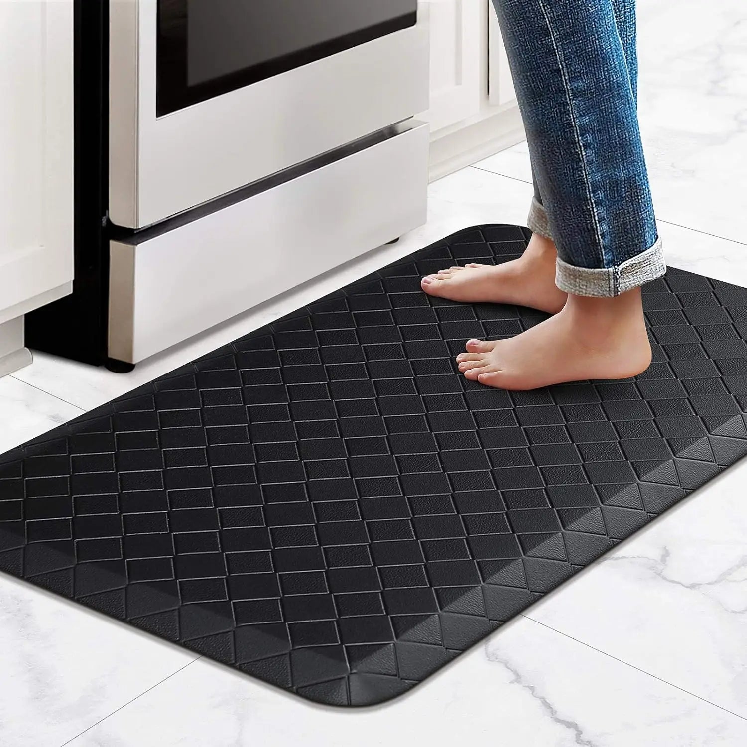 Cushioned Anti-Fatigue Floor Mat, 17.3"x28", Thick Waterproof Non-Slip Rug for Kitchen, Office, Laundry