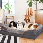 L XL 2XL 3XL Dog Bed, Super Soft Orthopedic Foam Pet Bed with Cotton-padded Bolster and Removable Cover