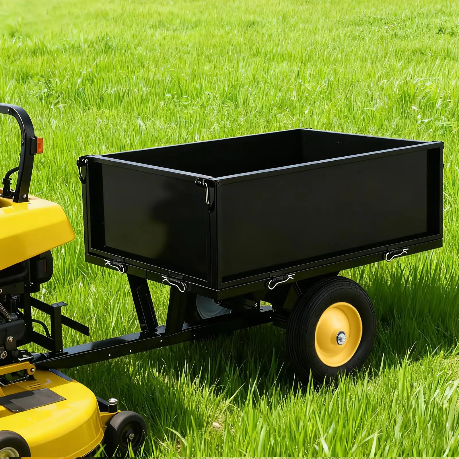 500LB Capacity Multifunctional Dump Cart With Removable Tailgate For ATV Lawn Mower Tractor