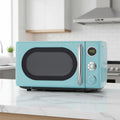 Retro Microwave Oven, LED Lighting, Pull Handle Design, Child Lock, Bebop Blue, 0.7 cu ft