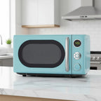 Retro Microwave Oven, LED Lighting, Pull Handle Design, Child Lock, Bebop Blue, 0.7 cu ft