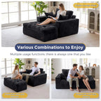 Upholstered Lounge Chair with 3 Pillows, Tufted Boneless Sofa Couch with Ottoman