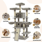 68in Large Multi Level Cat Tree Tower Indoor Activity Center 2 Condos 3 Plush Perches Scratching Post