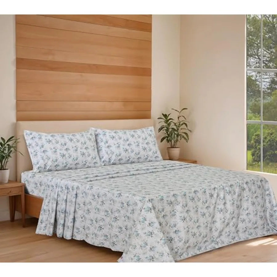 100% Cotton Organic Percale Sheets Size Crisp Cooling Bed Sheets for Hot Sleepers, Deep Pocket 15", Soft Peach Finish