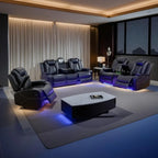 Electric Recliner Chair with LED Light, Sectional Sofa Loveseat with Wireless Charging