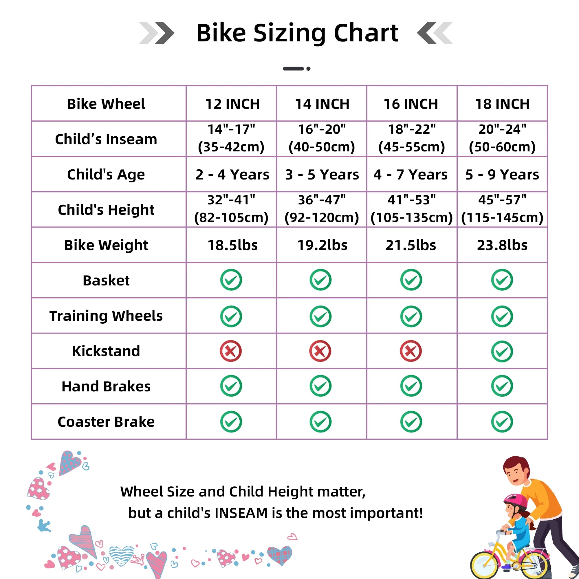 Colorful Girls Bike with Basket & Training Wheels 12 14 16 18 Inch Kids Bike Foot Brake