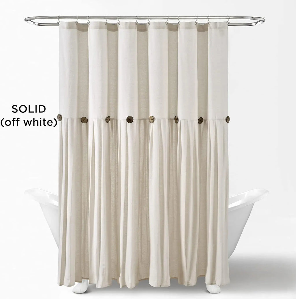 Extra Long Linen Button Shower Curtain 72x84 Inches