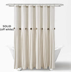 Extra Long Linen Button Shower Curtain 72x84 Inches