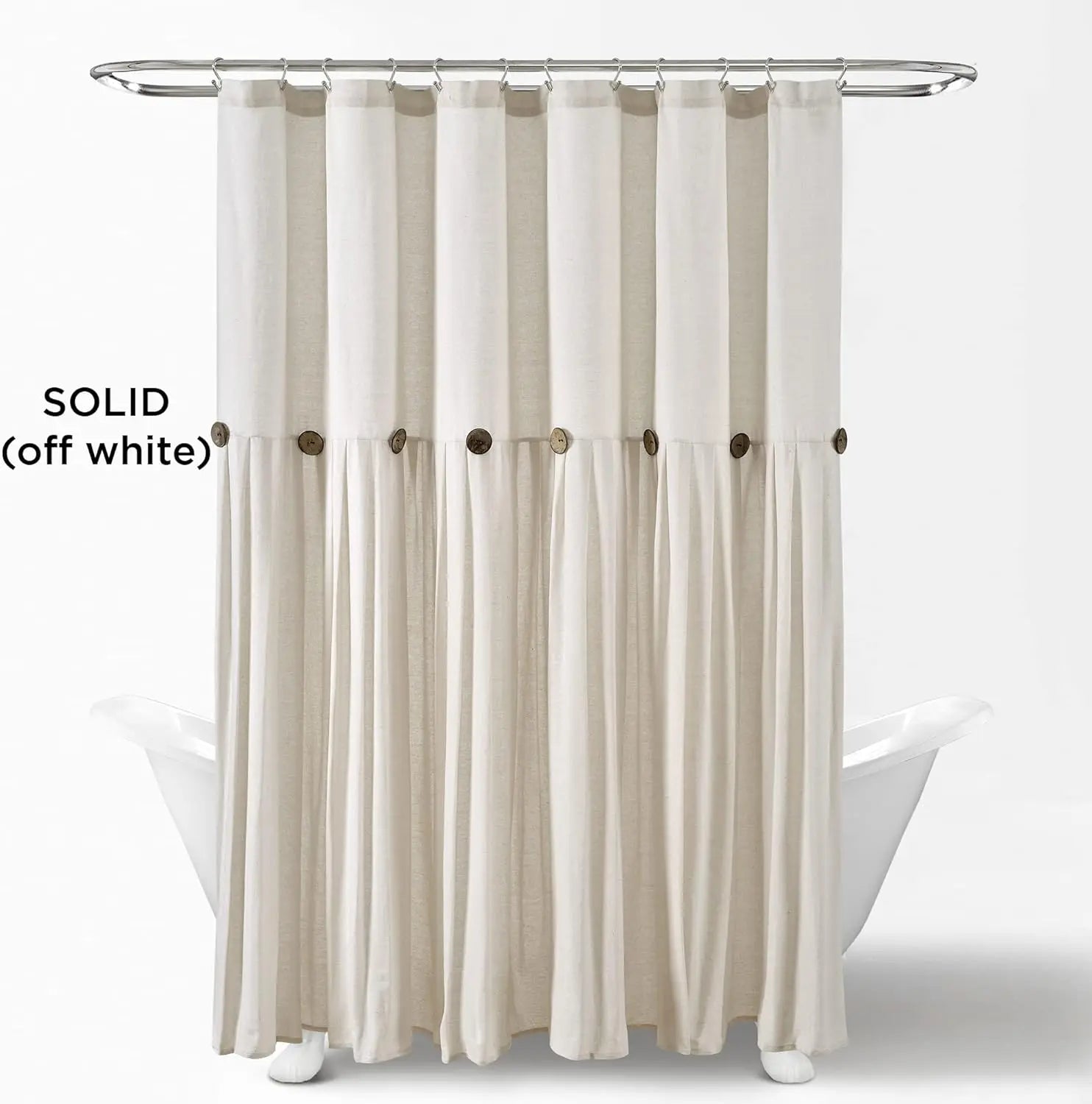 Extra Long Linen Button Shower Curtain 72x84 Inches