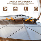 12' x 16' Gazebo Polycarbonate Double Roof Canopy Outdoor Aluminum Frame Pergola