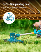 3 in 1 Cordless Weed Wacker Grass Eater 12"Lawn Mower 5-Speed for Yard