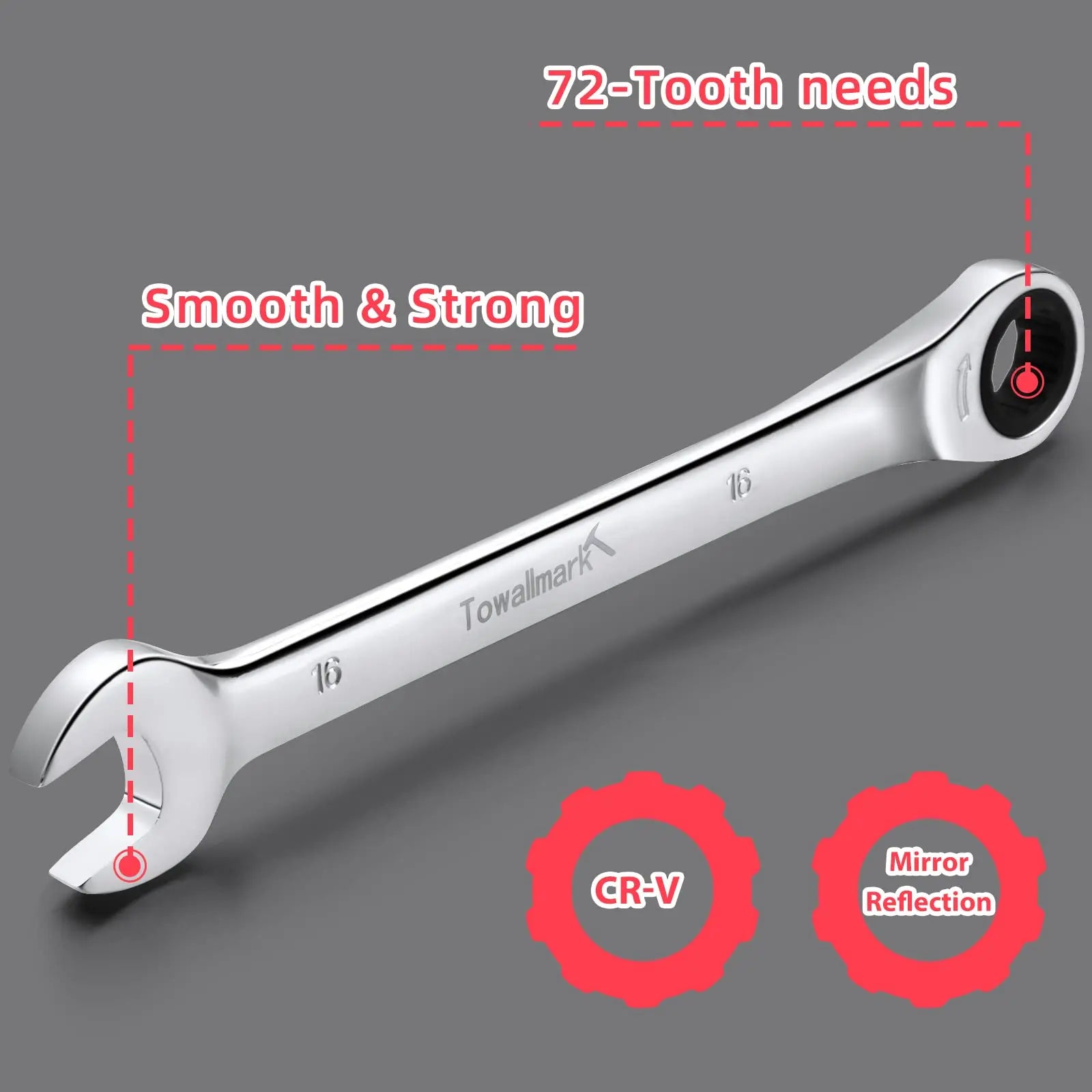 14-Piece Wrench Set, Ratcheting Wrench Set, Metric 6-19mm