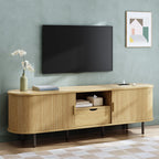 69" TV Stand w/ Power Outlet for TVs up to 80", Entertainment Center w/ Storage & Drawer, TV Console w/ Adjustable Shelves