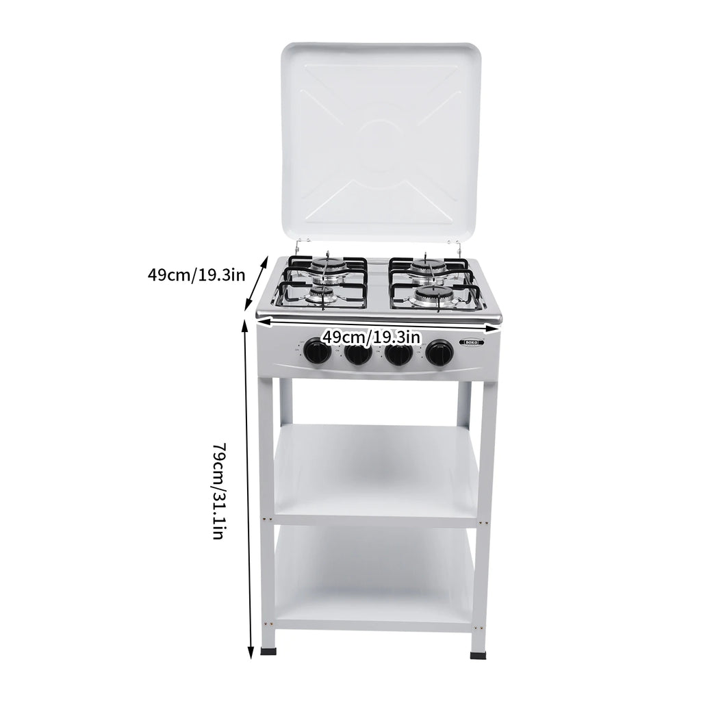 4 Burners Gas Stove Propane Removable Smokeless Barbecue Grill Portable BBQ Grill w/Movable Storage Bracket