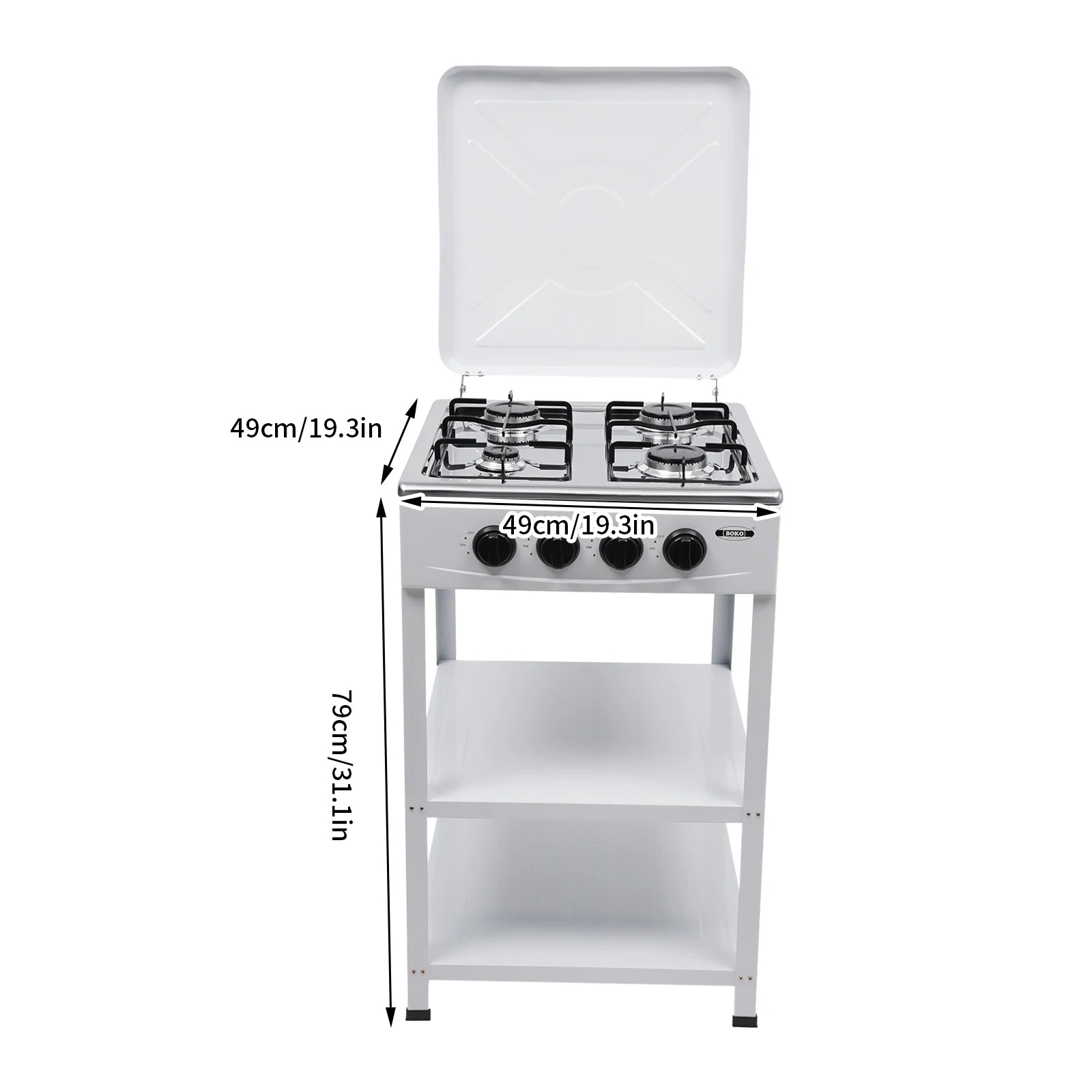 4 Burners Gas Stove Propane Removable Smokeless Barbecue Grill Portable BBQ Grill w/Movable Storage Bracket