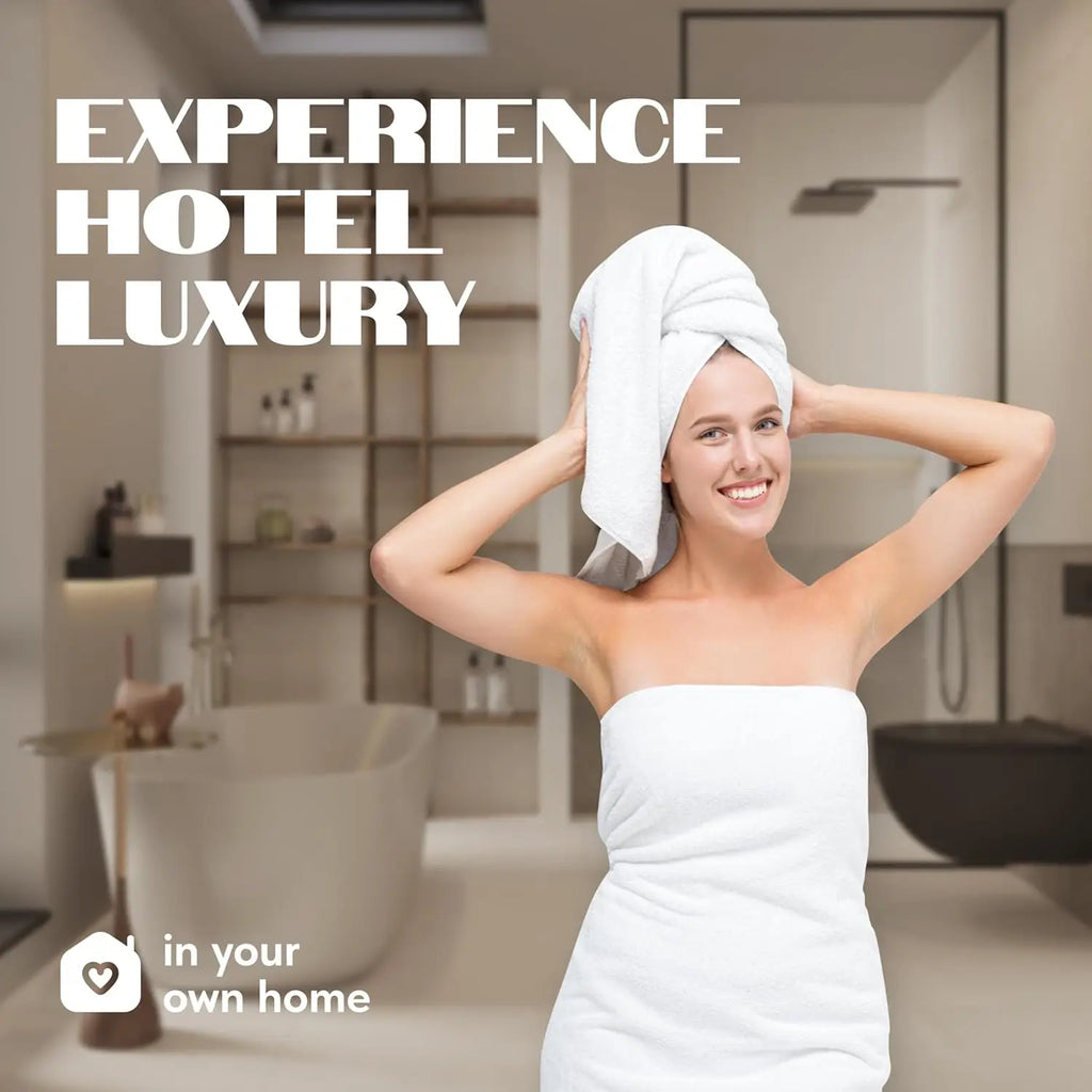 White Classic Luxury Bath Towels Set of 4, Ultra Soft and Highly Absorbent