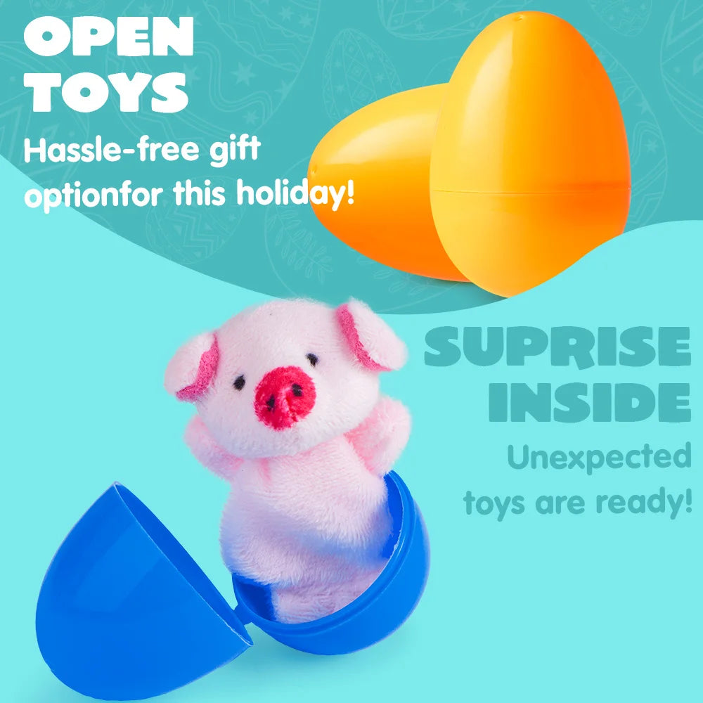 24 Pcs Easter Eggs Prefilled with Cartoon Animal Puppets Easter Hunt Basket Stuffers