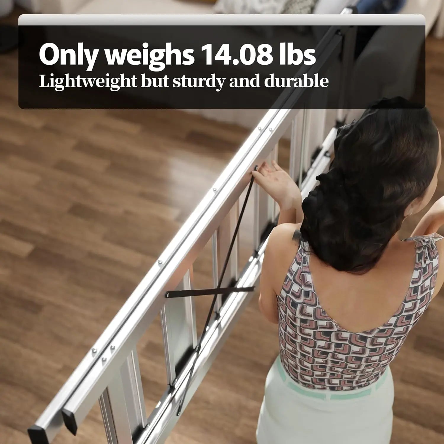 Lightweight Foldable 5-Step Aluminum Ladder with Non-Skid Pedals and Handrail
