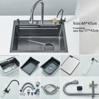 304 Stainless Steel Waterfall Kitchen Sink Large Single Slot