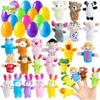24 Pcs Easter Eggs Prefilled with Cartoon Animal Puppets Easter Hunt Basket Stuffers