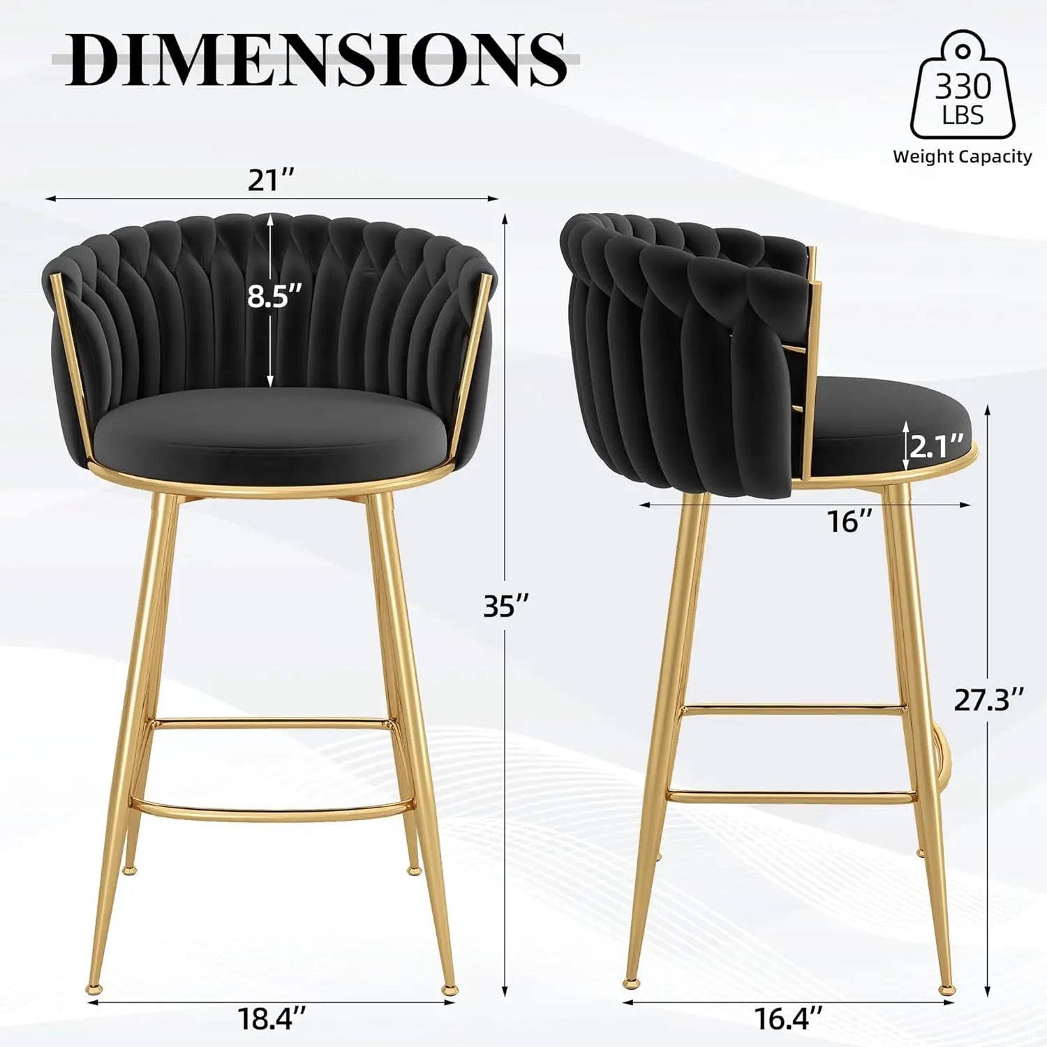 27″ Counter Stools with Upholstered Backrest