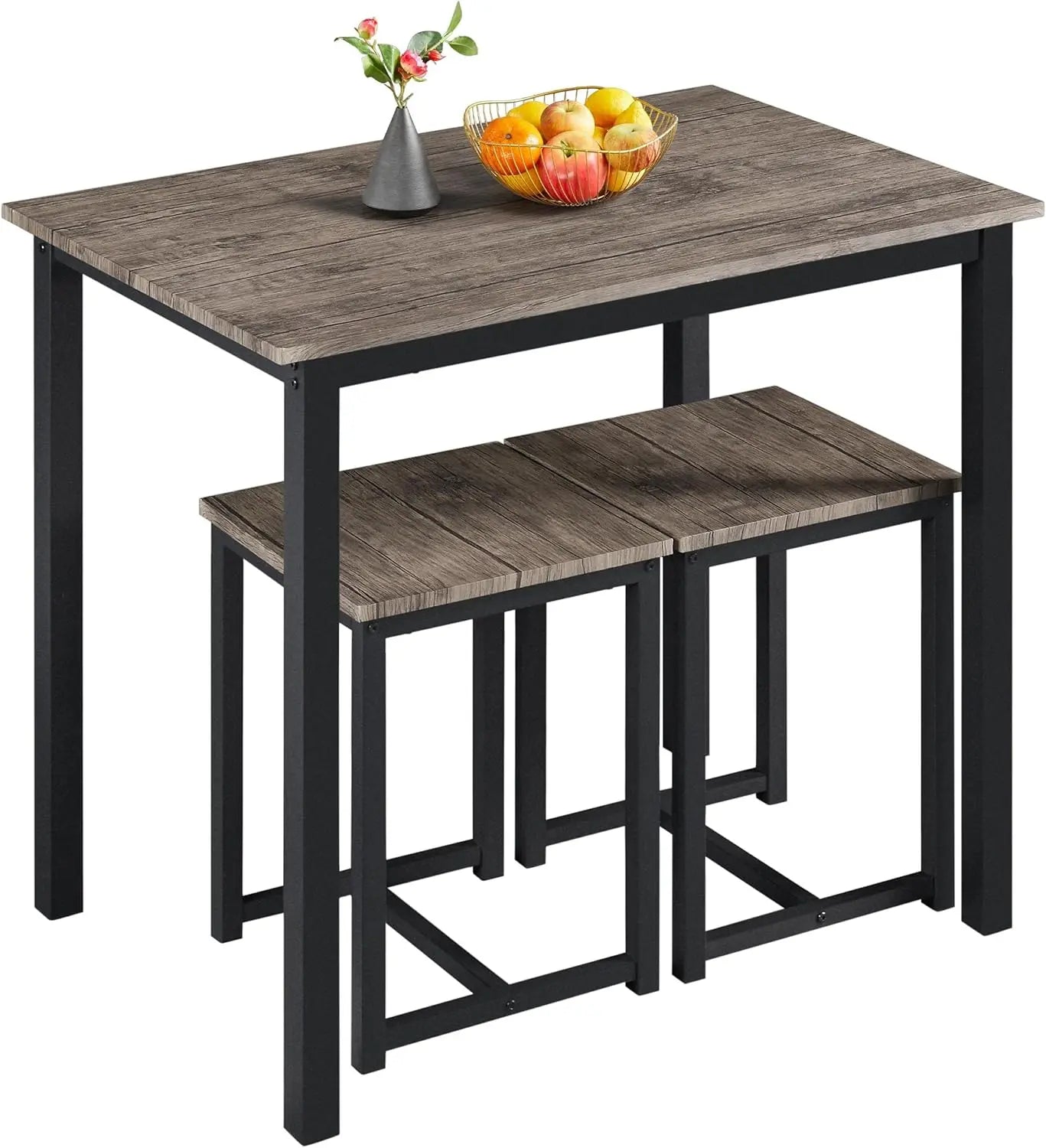 Compact Table W/ 2 Stools & Space Saving Design For Dini