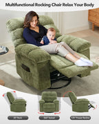 Overstuffed Large Manual Recliner Glider