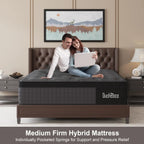 14 Inch Hybrid Queen Mattress with Gel Memory Foam, Pocket Springs for Motion Isolation and Edge Support