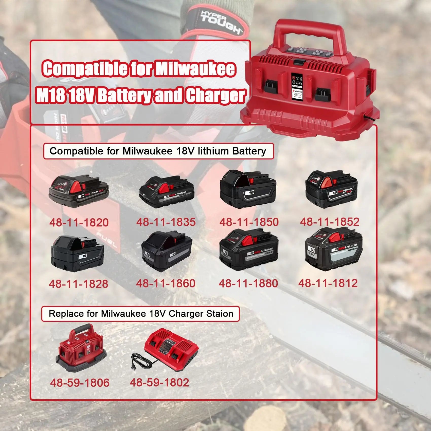 6 Port Charger for Milwaukee M18 Battery