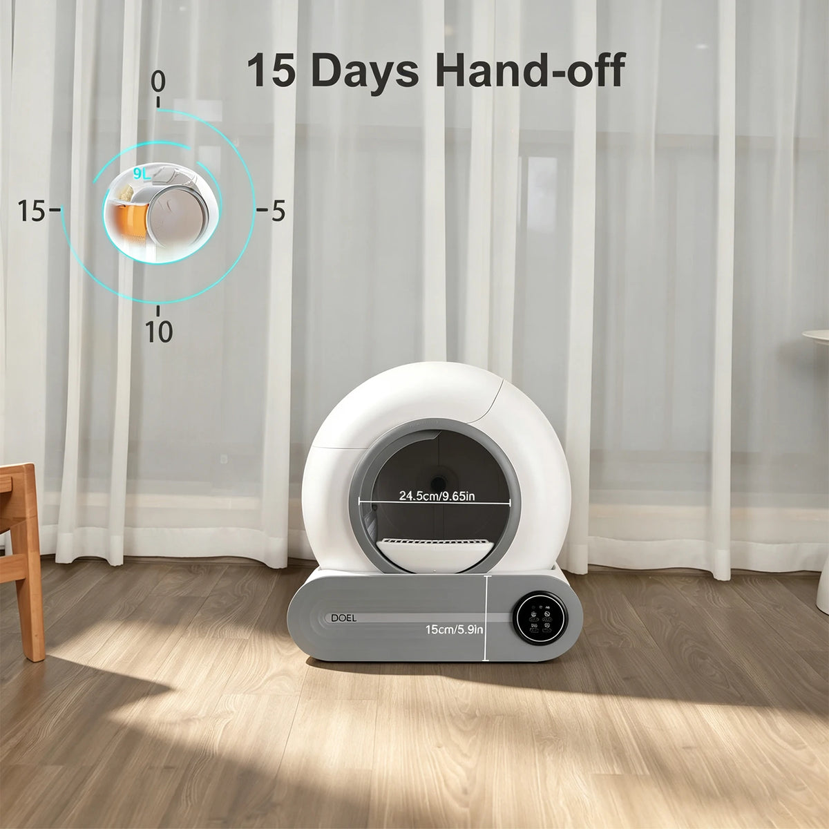 Automatic Smart Litter Box, Self-Cleaning Cat Litter Box 65L Large Capacity, APP Control, 2.4G WiFi Only, Ion Odor Neutralization, Compatible with Clumping Litters, Ideal for Multi-Cat Homes