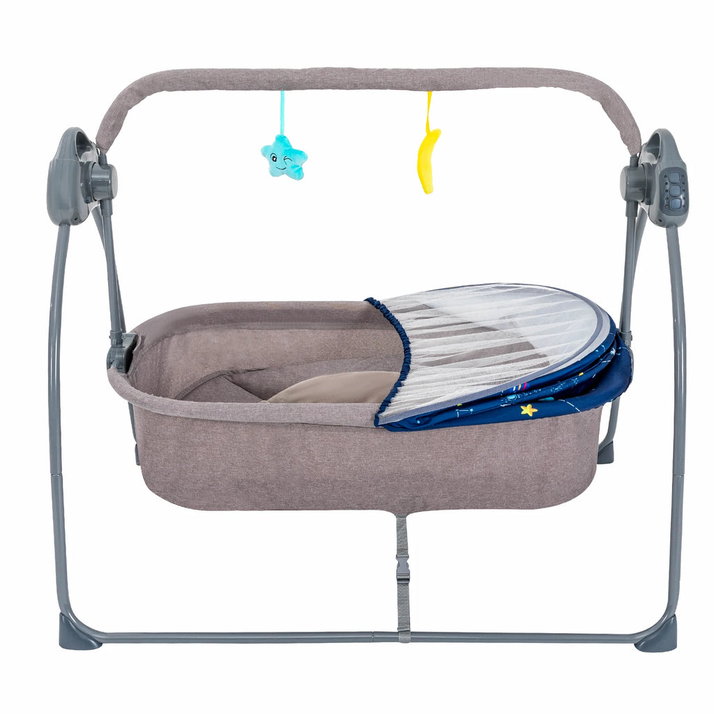 Baby Cradle Swing 5 Speeds Electric Stand Crib with Remote Control for 0-18 Months Newborn Babies