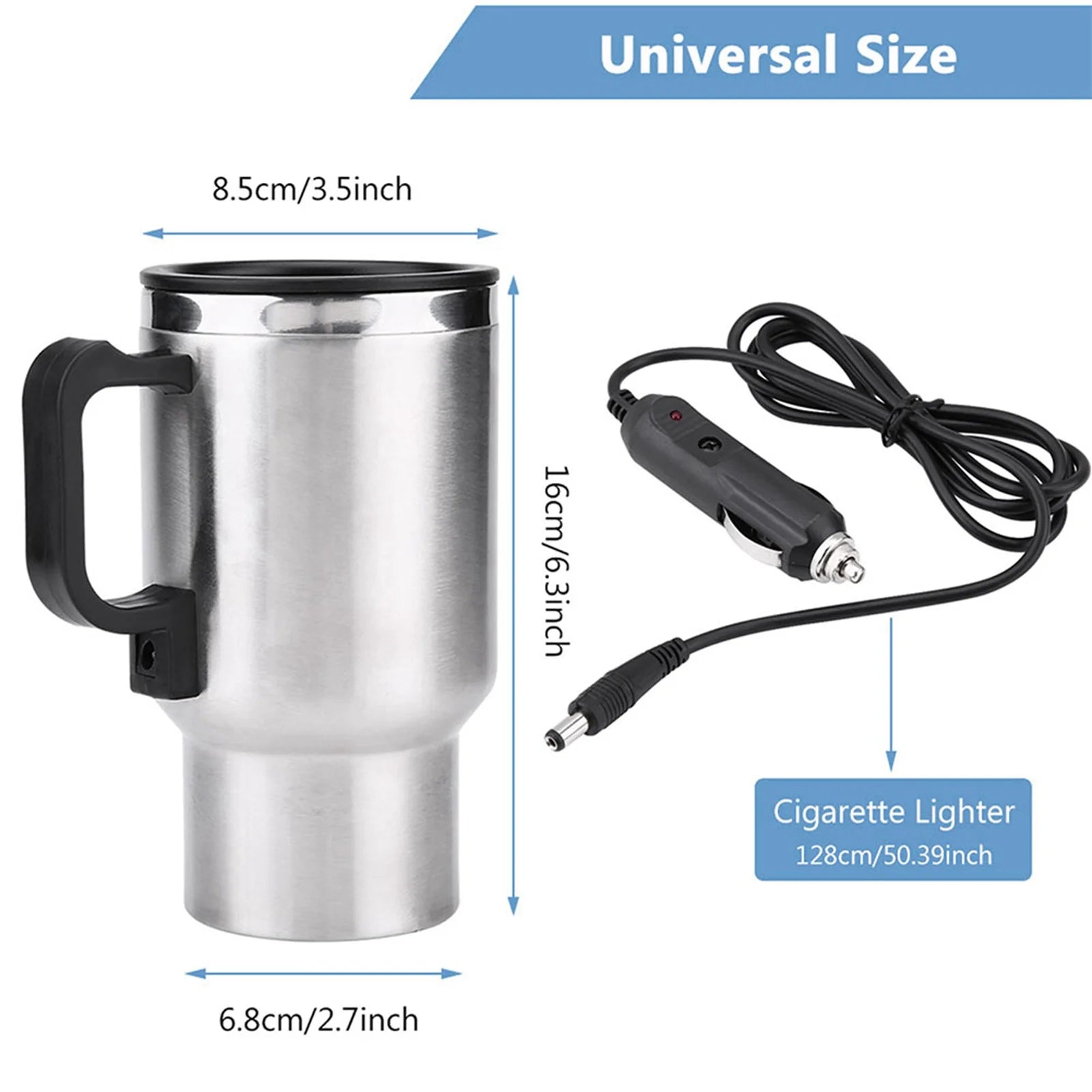 12V 450ml Electric Stainless Steel Travel Heating Coffee Cup