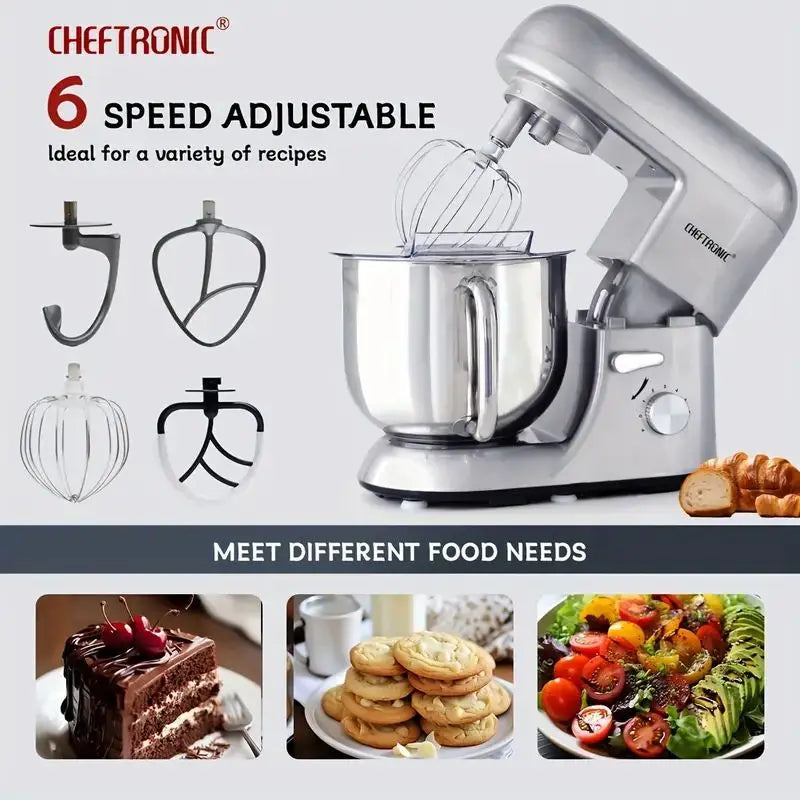 6 Speed Stand Mixer with 7 Quart Stainless Steel Mixing Bowl, Dough hook, Egg whisk