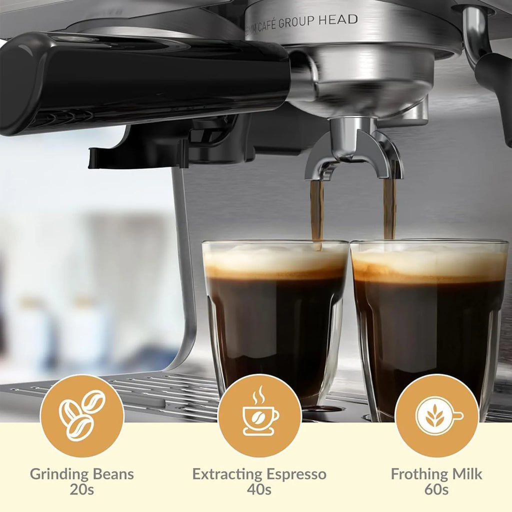 1450W Semi Automatic Espresso Maker with Grinder for Latte, Cappuccino Lover