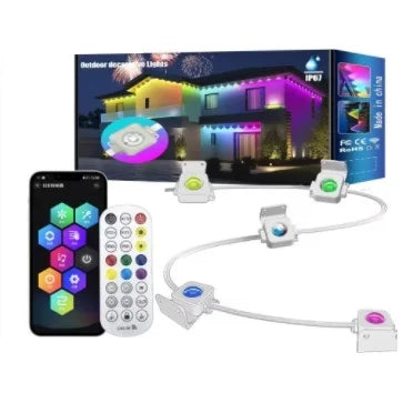 90M Smart Outdoor Eaves LED Lights String Bluetooth Controller, Color Changing with DIY Scene Modes