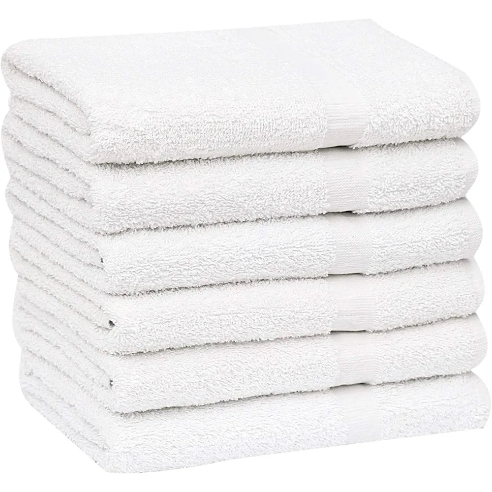 Bulk White Bath Towels 12 Pack, Lightweight Easy Care 22x44 Inches