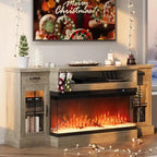 3-Sided Glass Fireplace TV Stand for TVs up to 80''