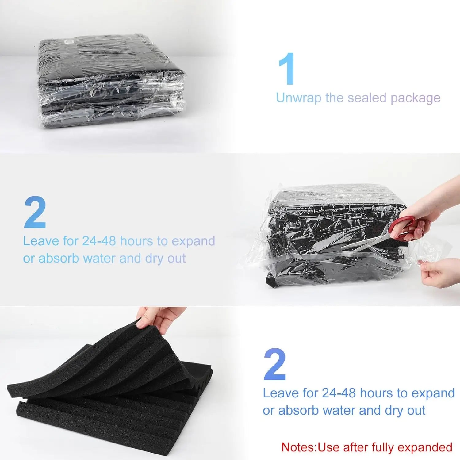 50 Pack Acoustic Panels, Soundproof Studio Foam for Walls, 1" X 12" X 12" Black